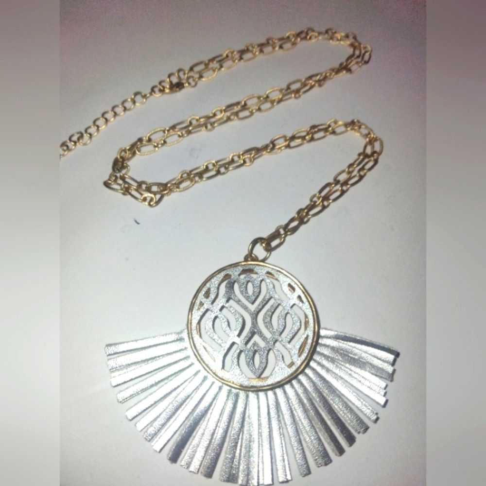 WHITE & YELLOW GOLD PLATED LONG STRAND NECKLACE